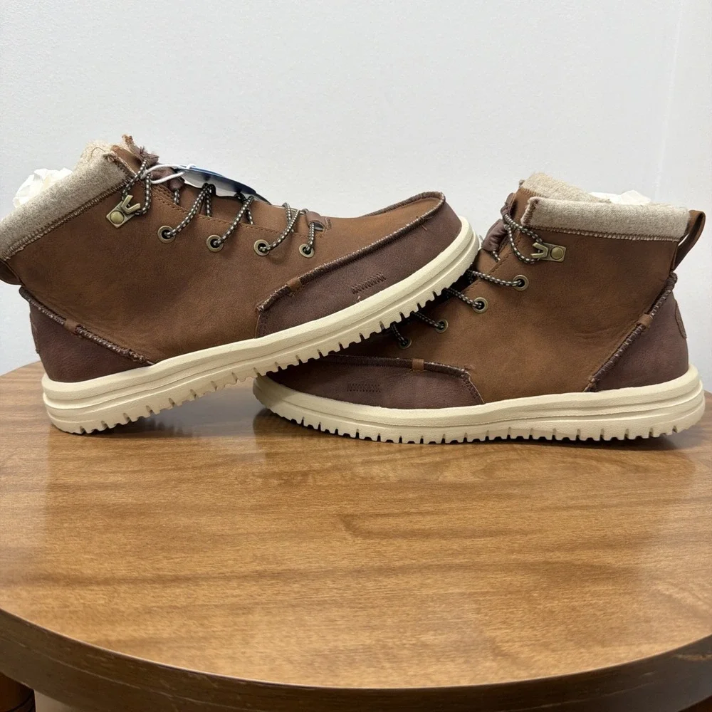 Hey Dude Men's Bradley Classic Tumbled Cognac Brown Size 11‎ lightweight wool